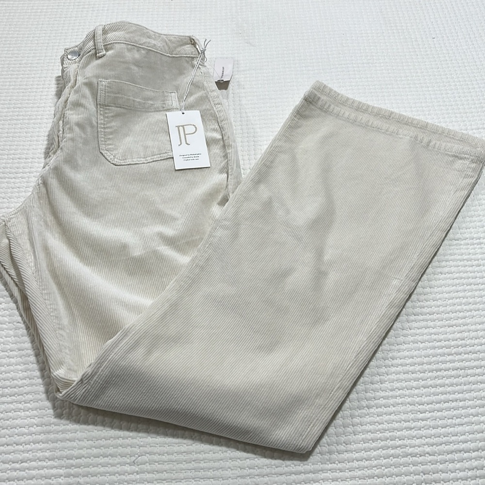 Anthropologie women pants sz 34T Pilcro Icon cream‎ flare corduroy flare